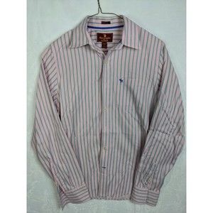 Abercrombie & Fitch Muscle Fit Long Sleeve Stripe Shirt Pink L